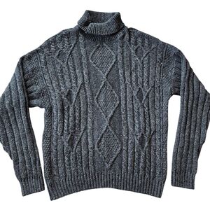 Vintage Northern Isles Wool Blend Cable Knit Turtleneck Sweater Sz XL